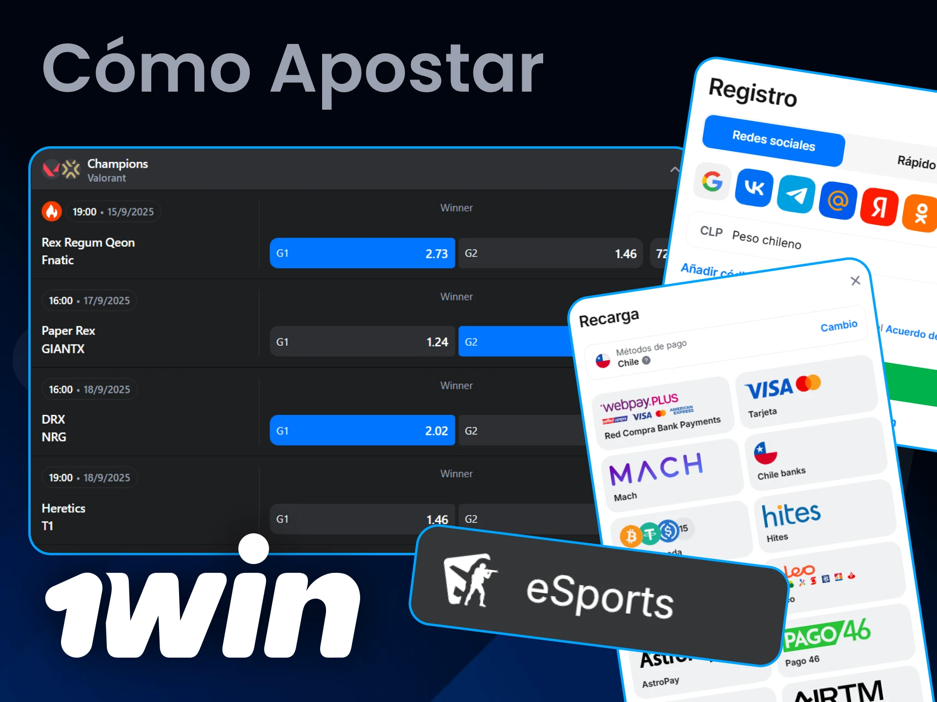 Apuesta en eSports en 1Win de forma rápida y sencilla.