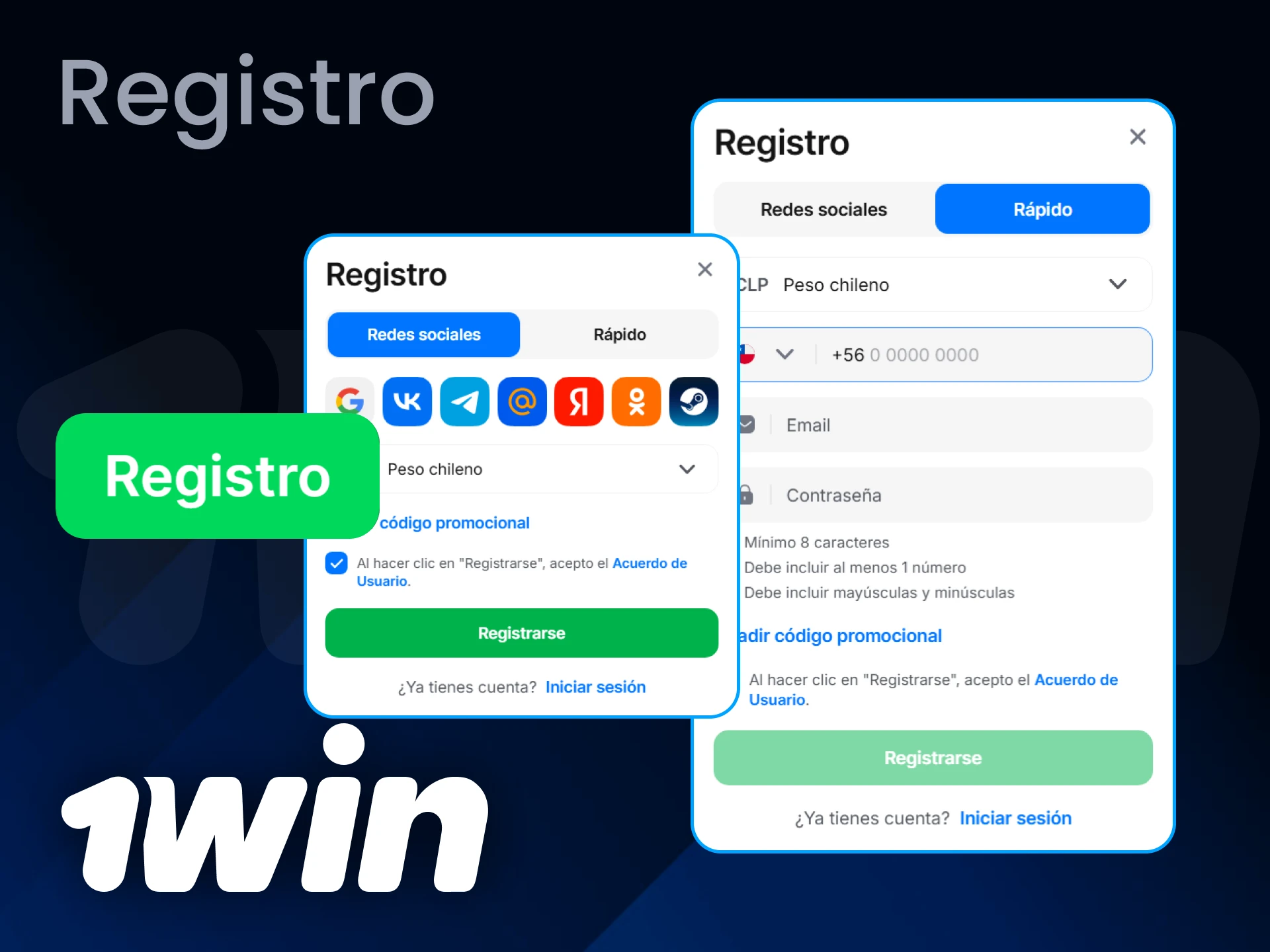 Regístrate en la web de 1Win para empezar a jugar y ganar.