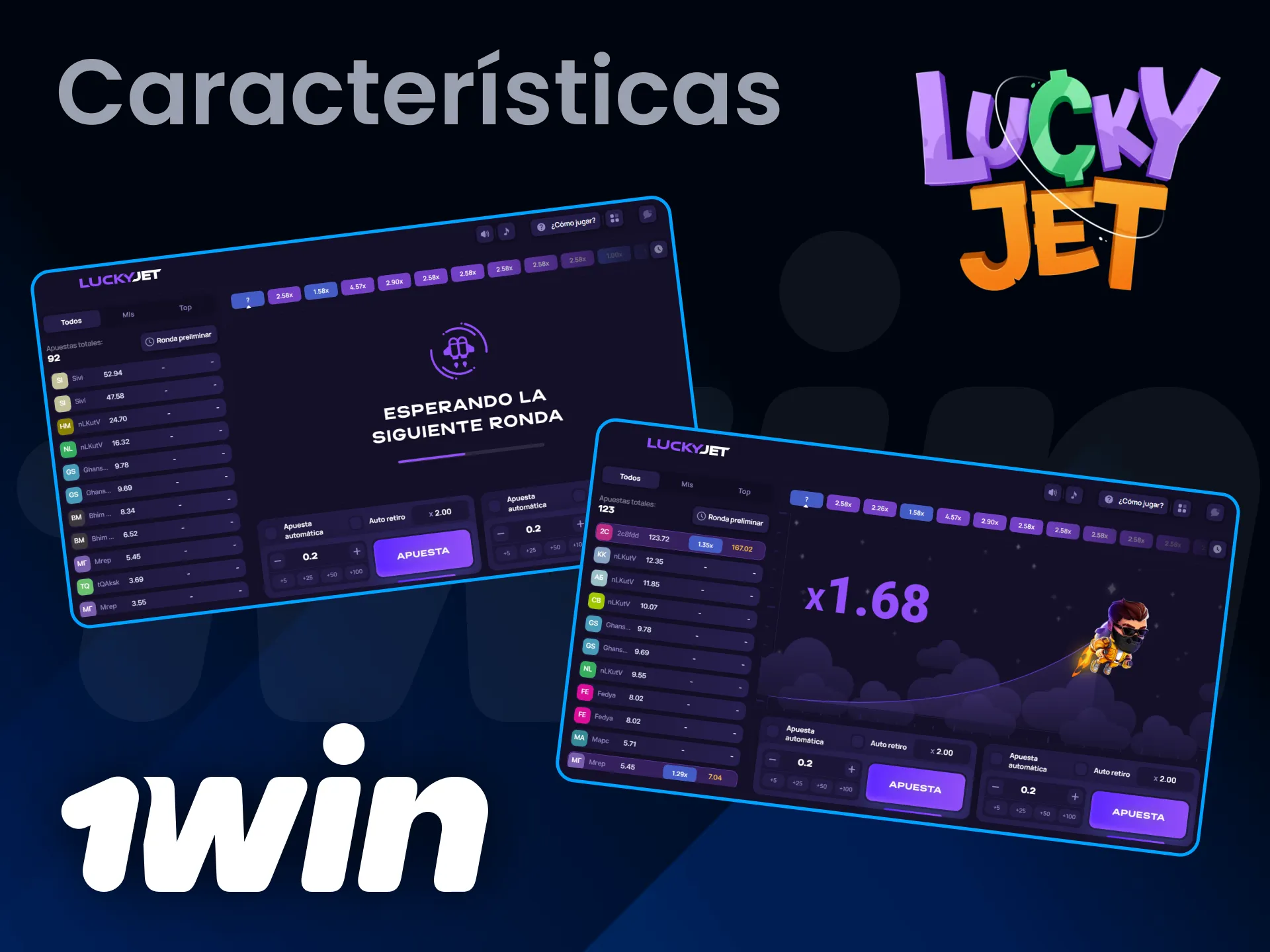 Explora las funciones exclusivas del juego Lucky Jet en 1win Chile.