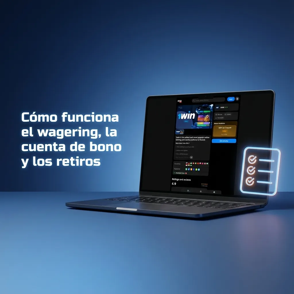 Infografía en español que explica wagering x40, saldo real y de bono, y condiciones para retirar el bono en 1win