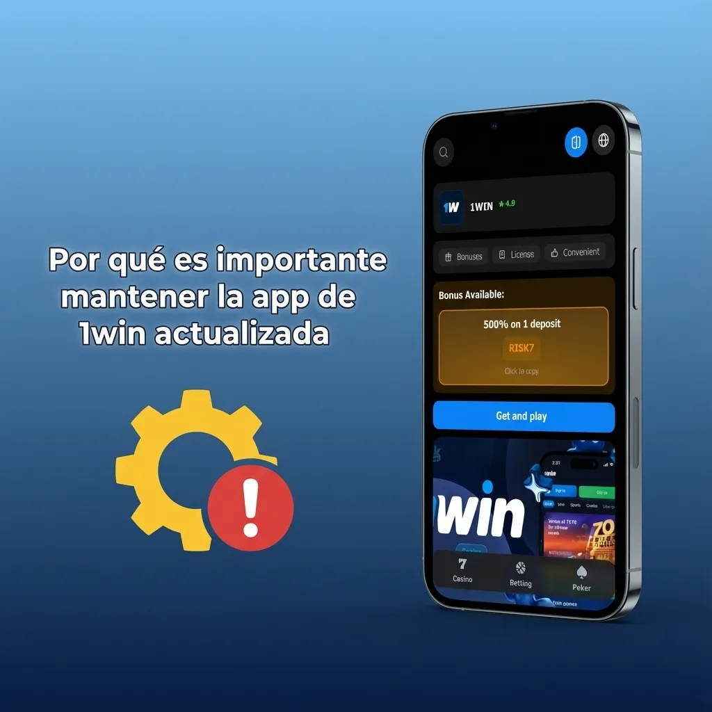 Usuario actualiza la app de 1win en su móvil para mejorar seguridad, velocidad y estabilidad al apostar en línea